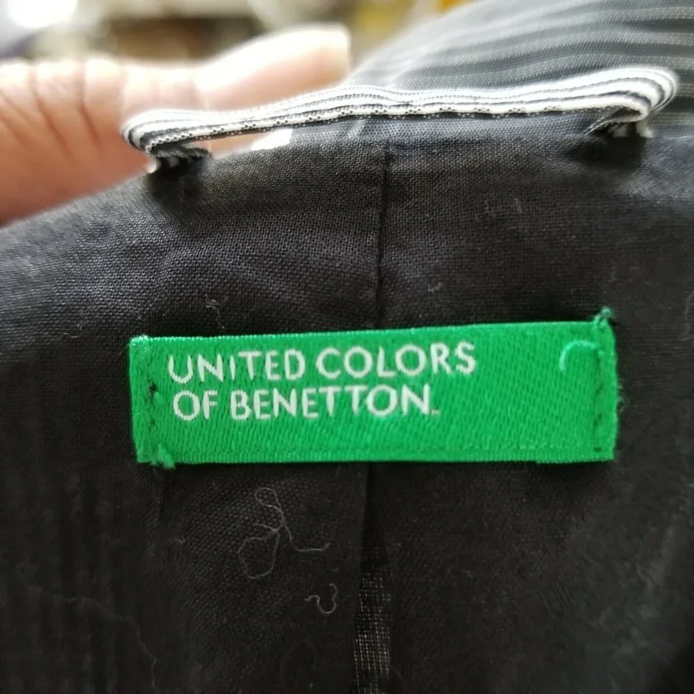 Vtg United Colors Of Benetton Girls Sz XL Jacket Black & White Plaid 90s Shacket